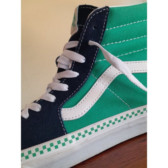 SOLD-unisex Vans checkered sole skater shoes men's 8.5 blue green white - Picture 4 of 11